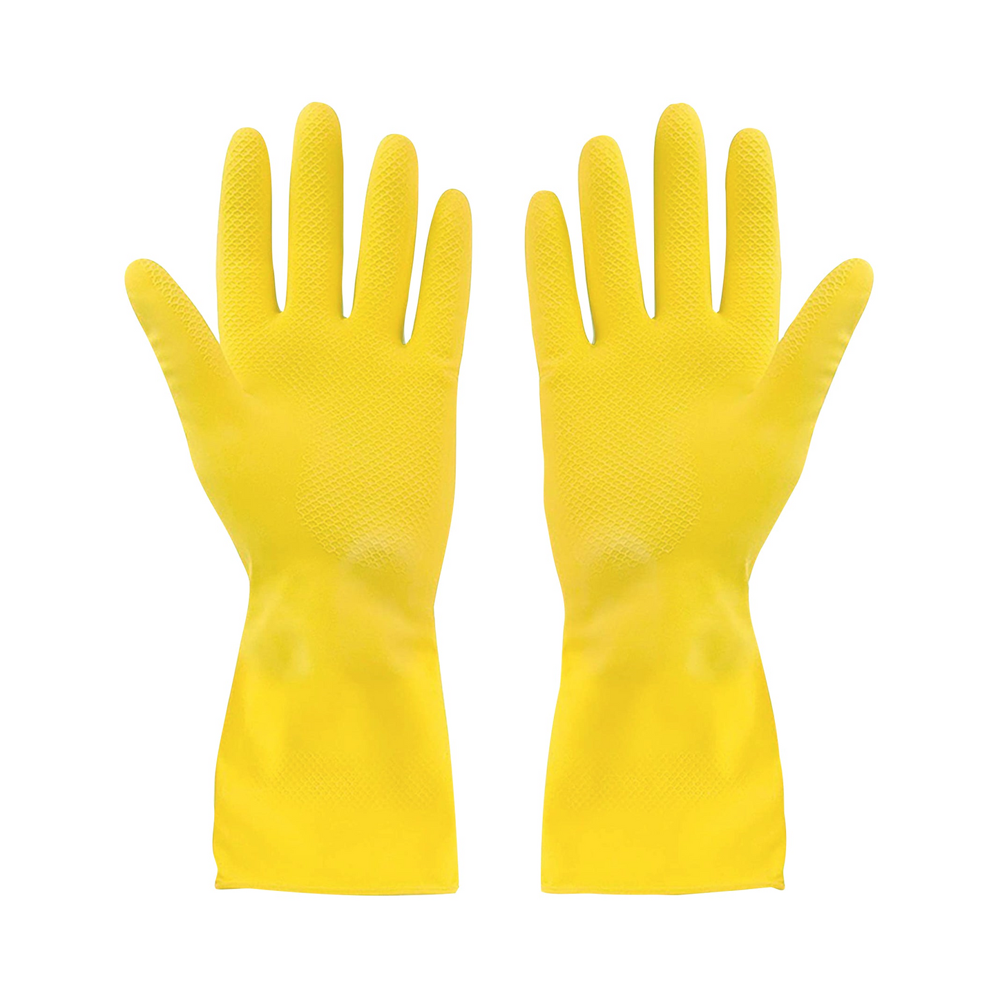 Rubber Gloves Flocklined Yellow Medium Extended Cuff - (12 pair)