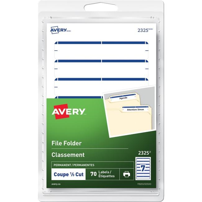 2325 Avery? File Folder Labels for Laser and Inkjet Printers, 3?" x ?" Blue / Permanent