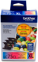 Brother LC753PKS 3-Pack of Innobella Colour Ink Cartridges (1 each of Cyan, Magenta, Yellow), High Yield (XL Series)