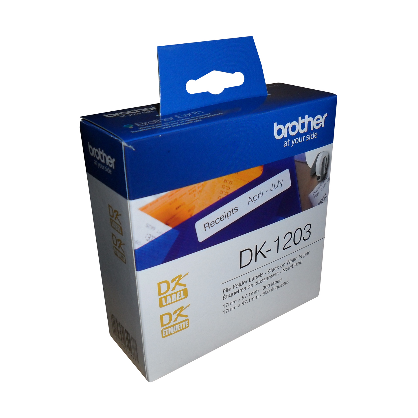 Brother DK-1203 File Folder Paper Label (300 Labels) 0.66" x 3.4" (17 mm x 87.1 mm)