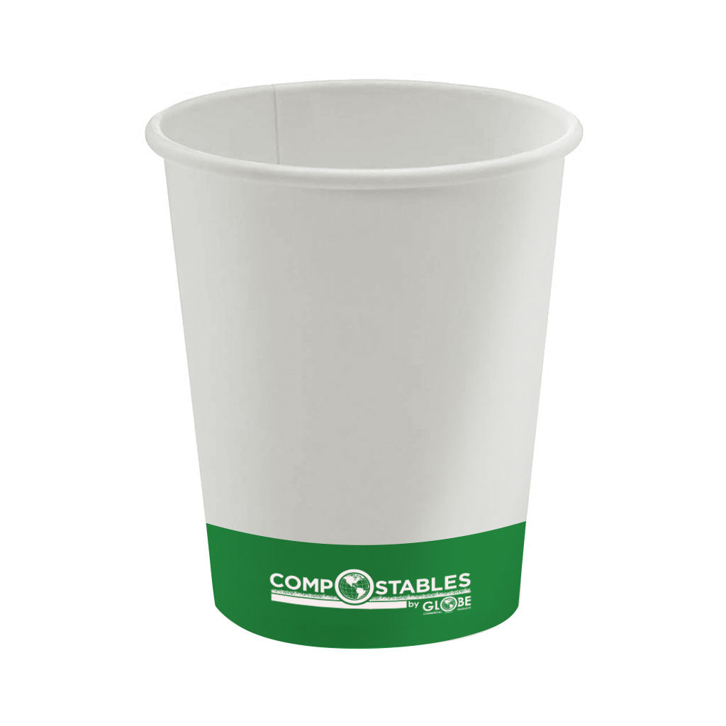 Hot/Cold Compostable Paper Cups - 8oz / White (50 cups Per Pack)