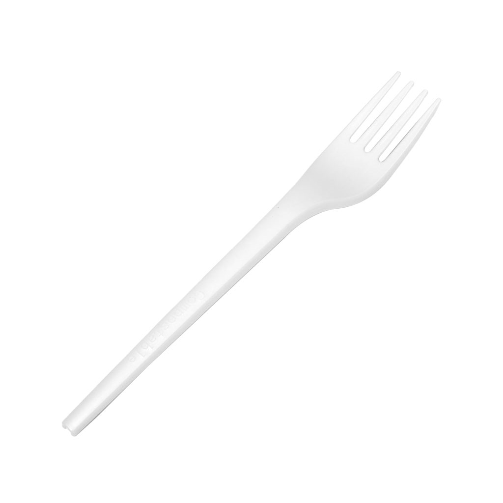 Compostable Forks - 6.25"H, White, CPLA, 100 per pack