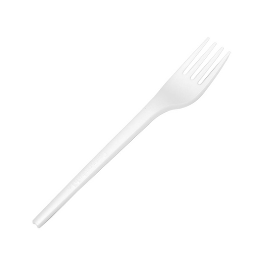 Compostable Forks - 6.25"H, White, CPLA, 100 per pack