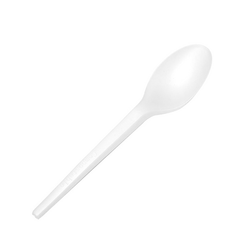 Compostable Spoons, 6.25"H, White, CPLA, 100 per pack