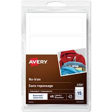 2375  Avery? White No-Iron Fabric Labels Handwrite, ?" x 1?",  White / Permanent