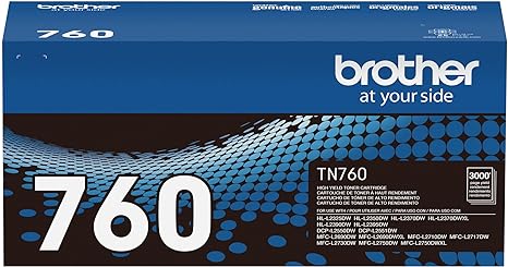 Brother Genuine TN760 High Yield Black Toner Cartridge