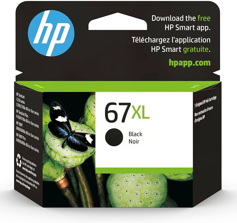 HP67XL BLACK INK CTG (240 YLD) ENVY 6052/6055/6058/6075/6472