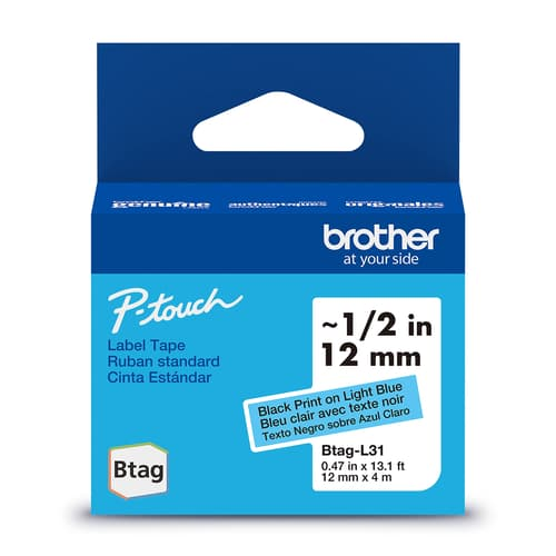 Brother Genuine BTAGL31 Non-Laminated Tape for P-touch Label Makers, Black on Blue ? 12 mm wide x 4 m long