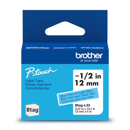Brother Genuine BTAGL33 Non-Laminated Tape for P-touch Label Makers, Blue on Blue ? 12 mm wide x 4 m long