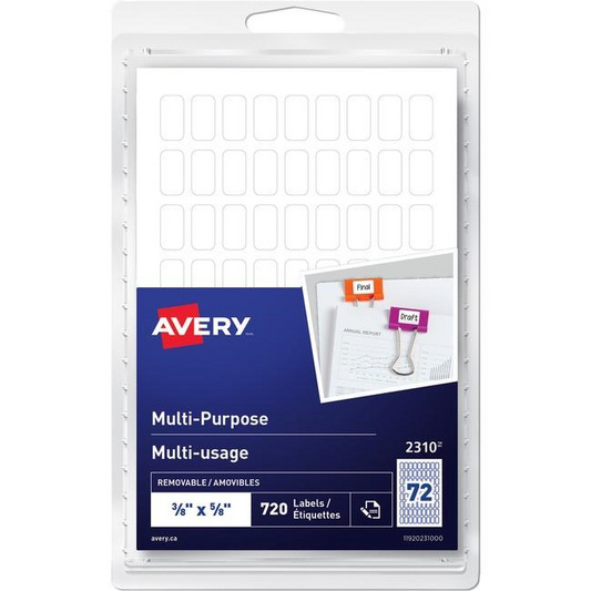 Avery? Multi-Purpose Removable Labels Handwrite, ?" x ?"  Removable Matte White Paper / White / Removable