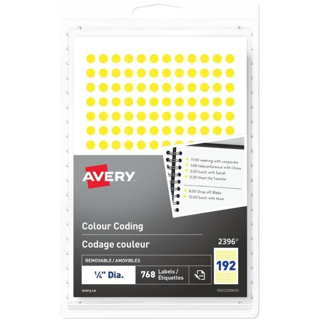 2396 Avery? Removable Colour Coding Labels Handwrite, ?"  Yellow / Removable