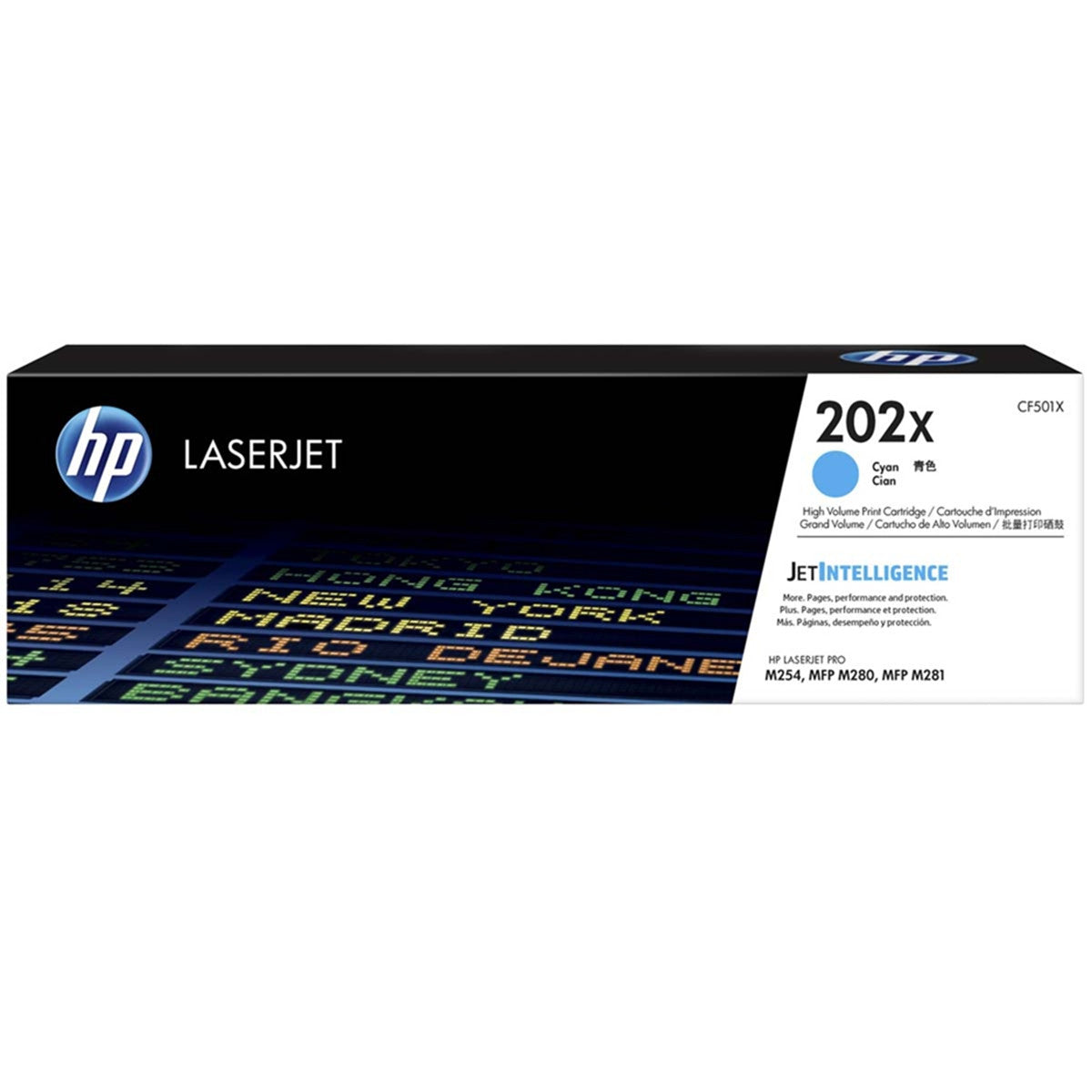 HP202X High Yield Cyan Toner 2.5K YLD MFP M281fdw, M254dw