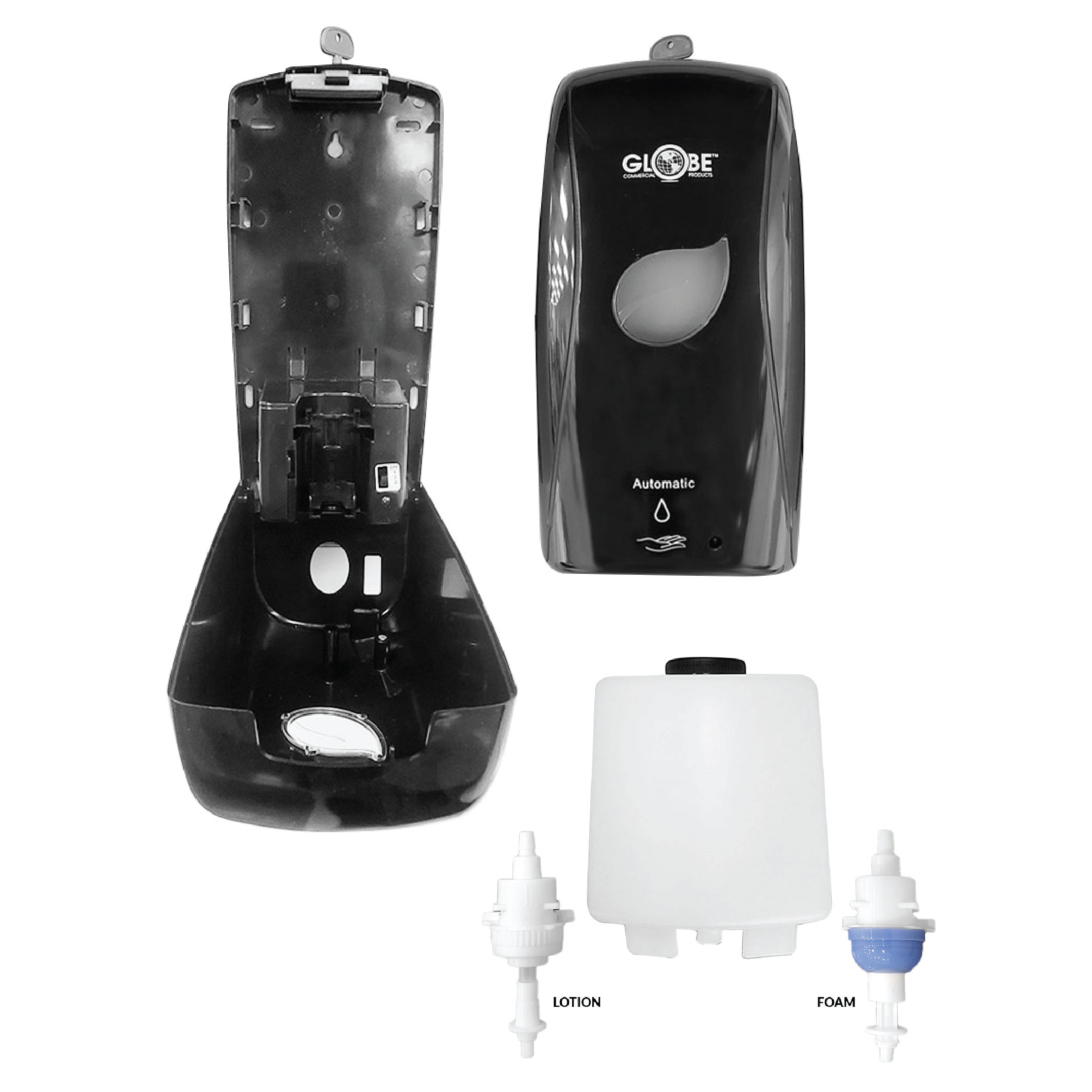 Touch-Free Dual Tip Bulk Lotion or Foam Soap Dispenser - Black