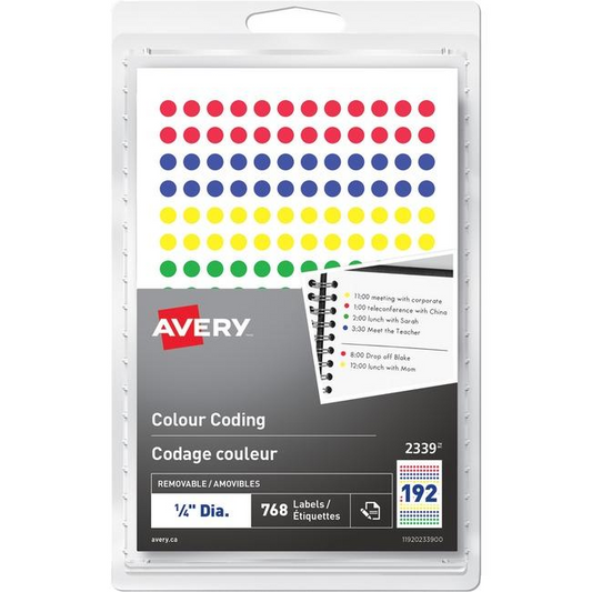 2339 Avery? Removable Colour Coding Labels Handwrite, ?"  Assorted Colours / Removable