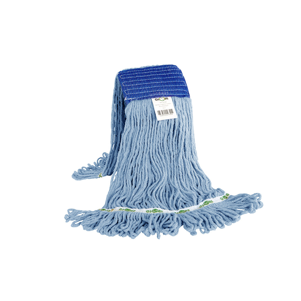 Syn-Pro® Synthetic Looped End Wet Mop Wide Band Blue 12oz Bagged