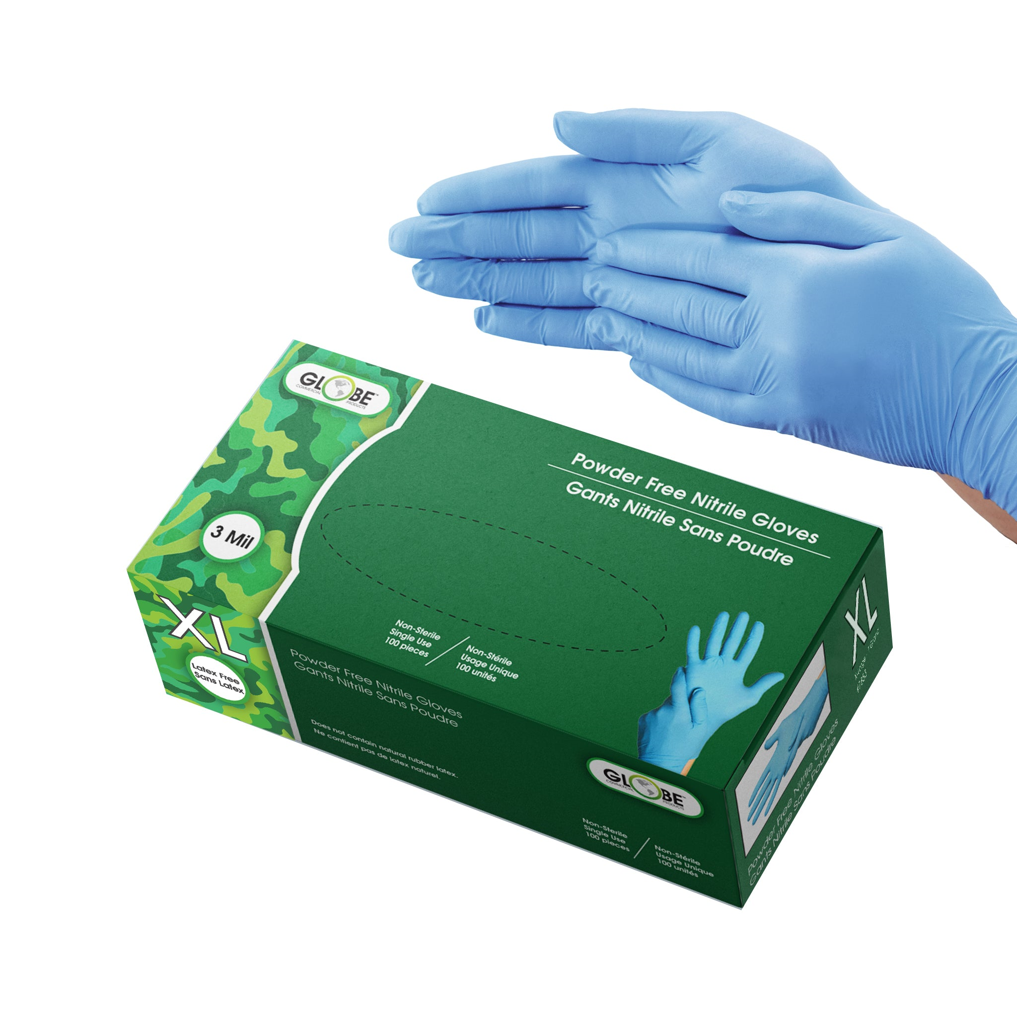 Nitrile Gloves Powder Free 3mil Sky Blue - X-Large  (box of 100)