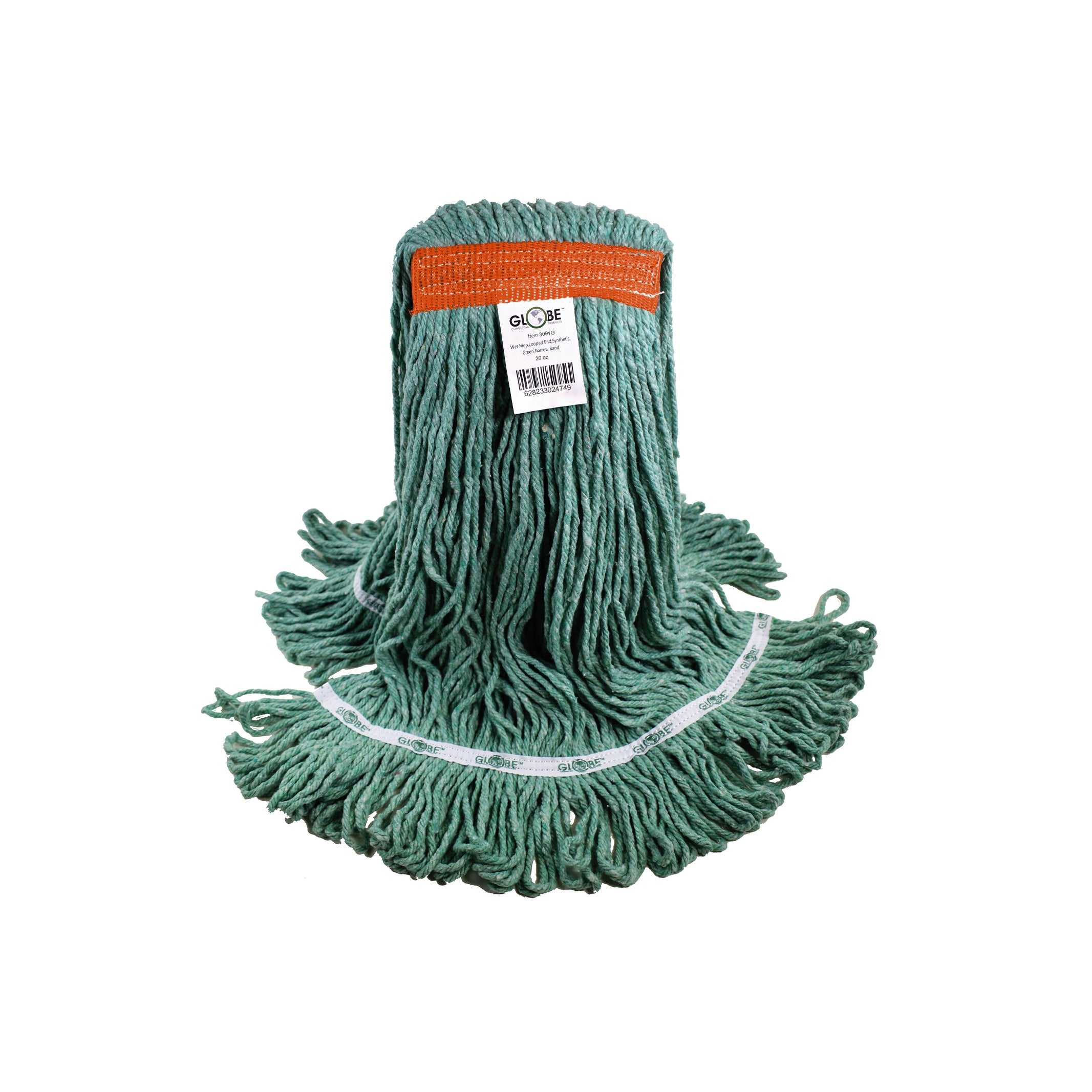 Syn-Pro® Synthetic Looped End Wet Mop Narrow Band Green 20oz Bagged