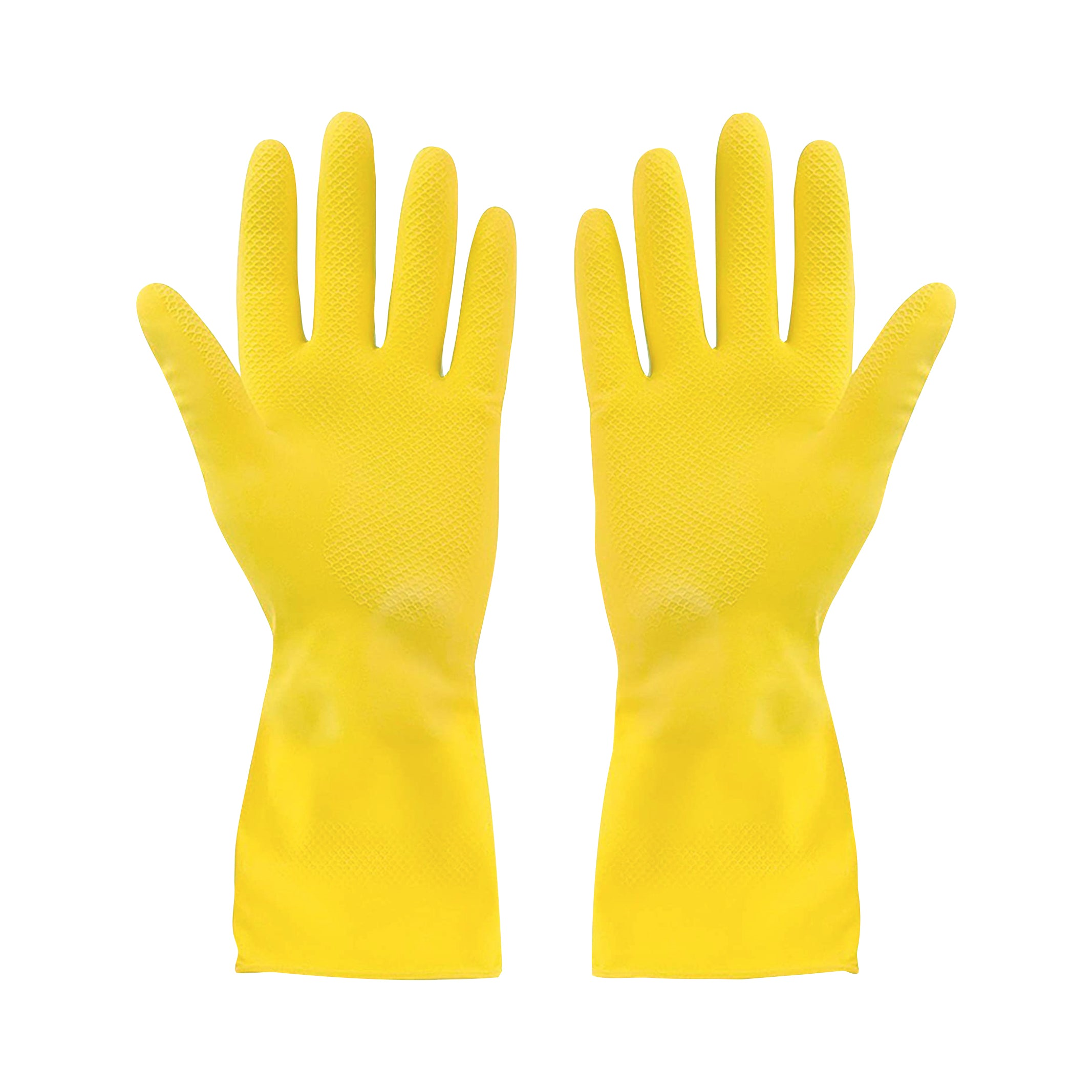 Rubber Gloves Flocklined Yellow Large Extended Cuff- (12 pairs)