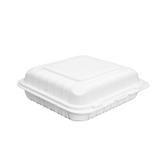 MFPP Hinged Containers - 8" X 8" X 3" / White, Pack of 125