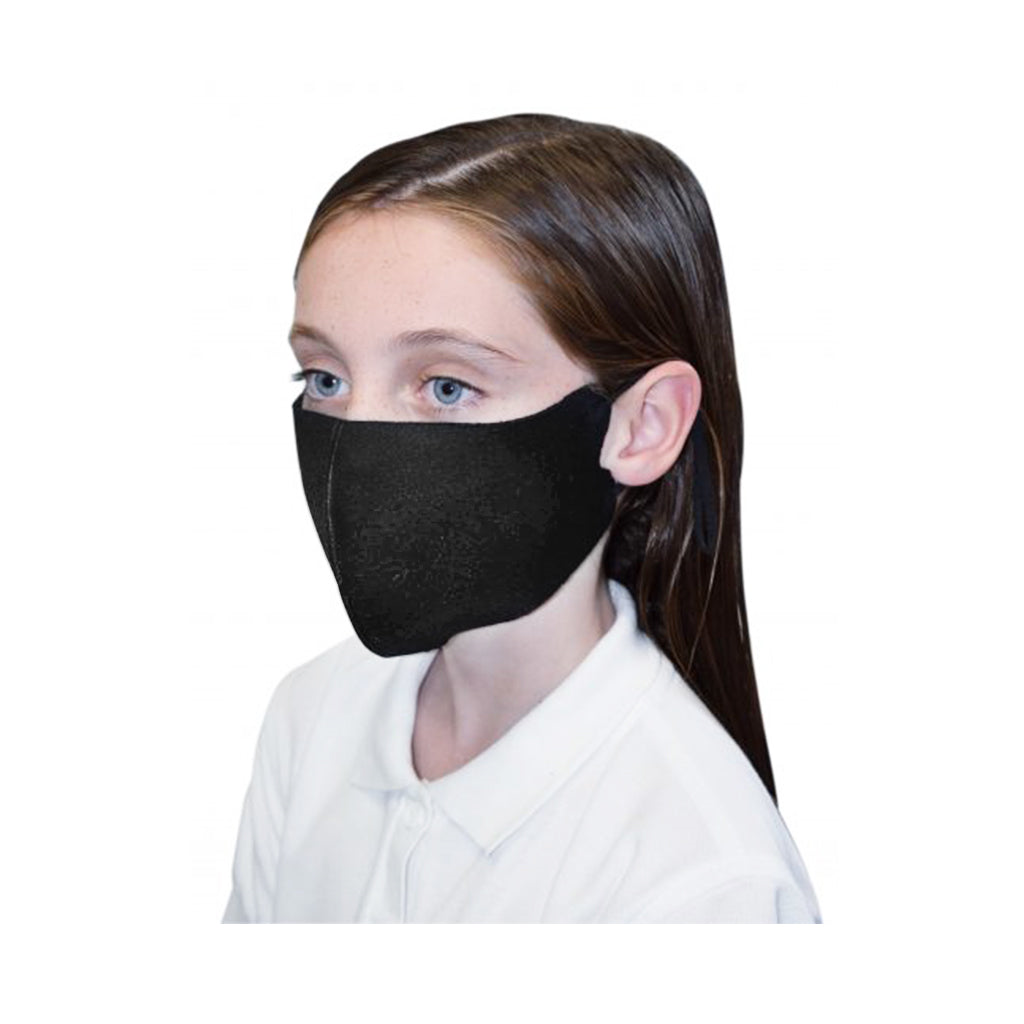 Reusable Face Mask Black Polyester/Spandex Childrens (Pack of 10)