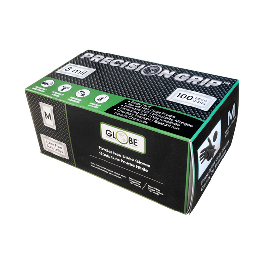 Precision Grip? 8mil Nitrile Powder Free Gloves - Medium / Black, Box of 100 Gloves