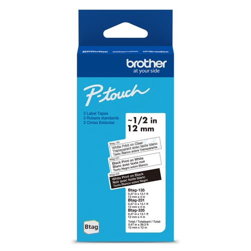 Brother Genuine BTAG3M01 Non-Laminated Tapes for P-touch Label Makers, Neutral 3-Pack ? 12 mm wide x 4 m long