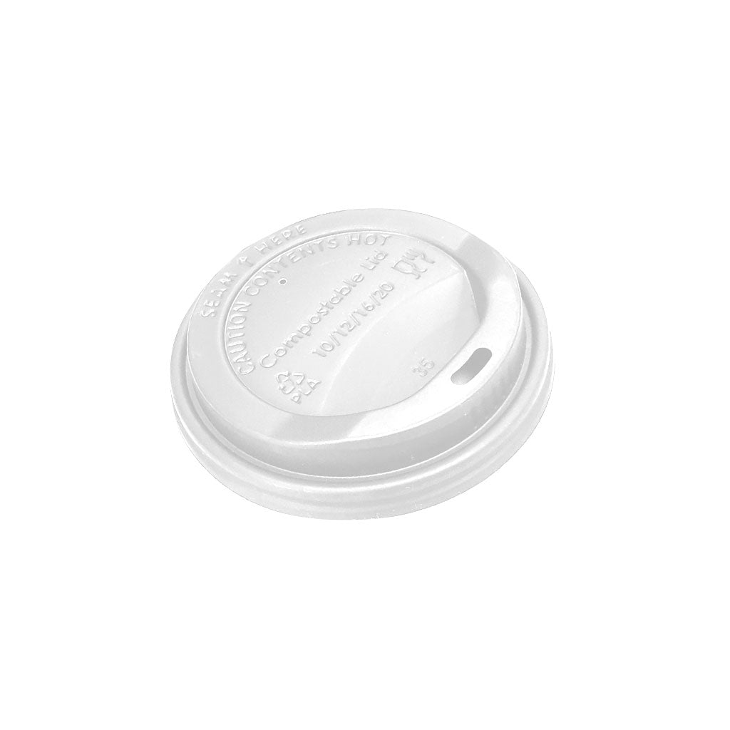 Compostable Dome Sip Lid - 8oz / White (Pack of 50)