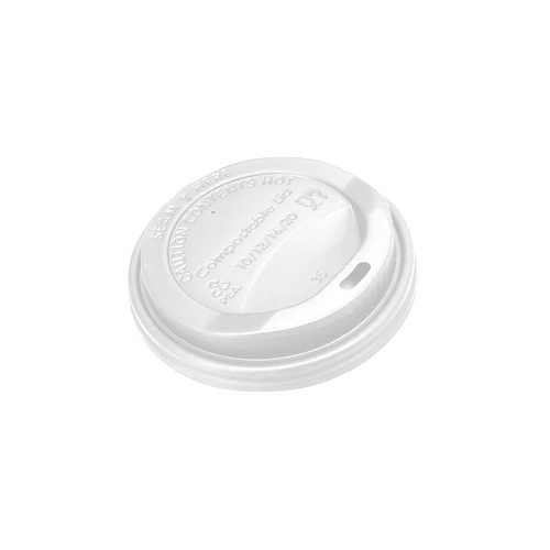 Compostable Dome Sip Lid - 10 - 20 oz / White (Pack of 50)