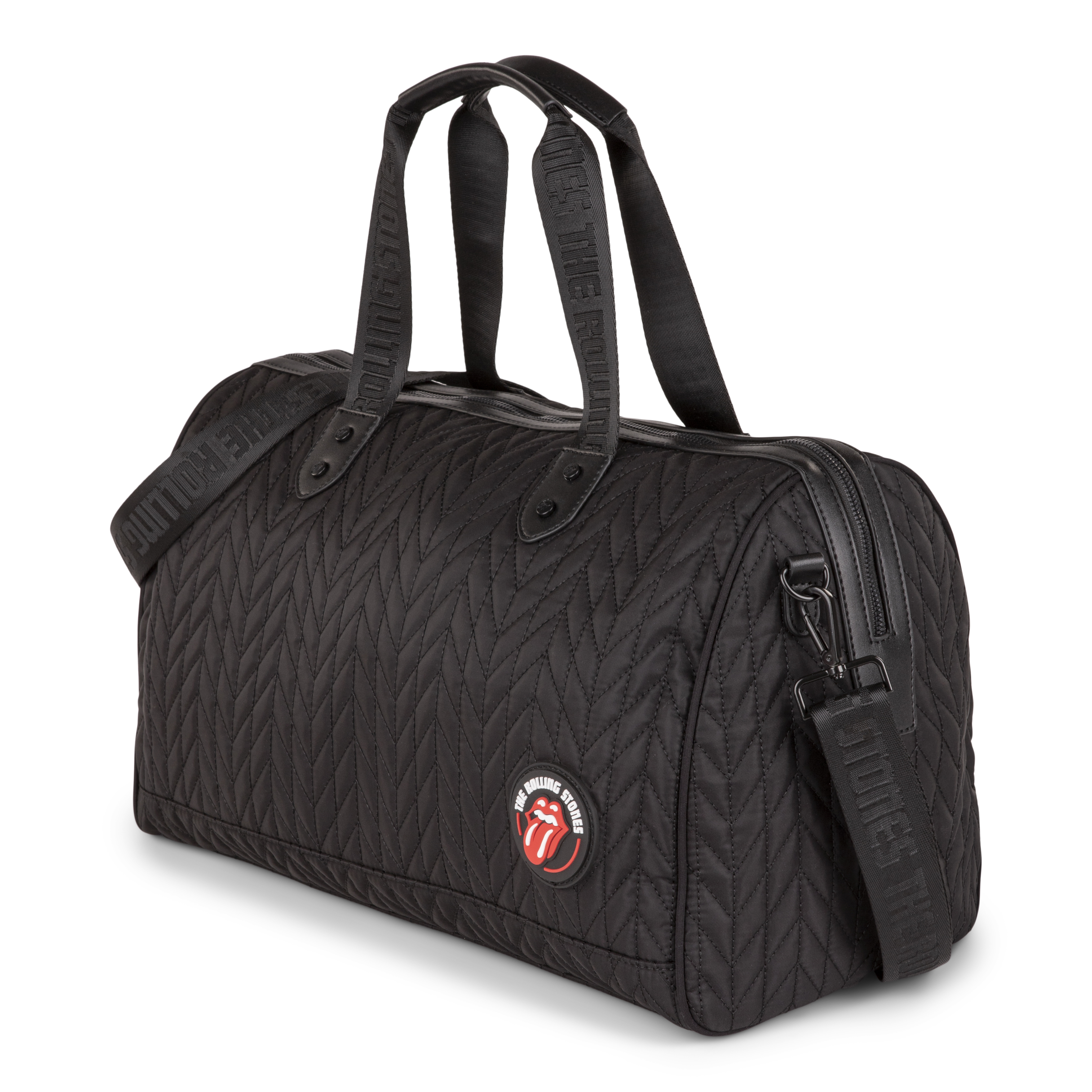 DUF6068RS-BLK The Rolling Stones Iconic Duffle Bag - Quilted Nylon