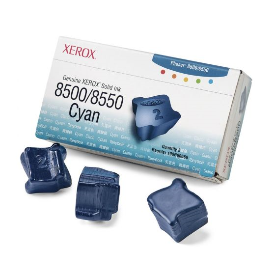 108R00669 Genuine Xerox Solid Ink 8500/8550 Cyan (three Sticks)