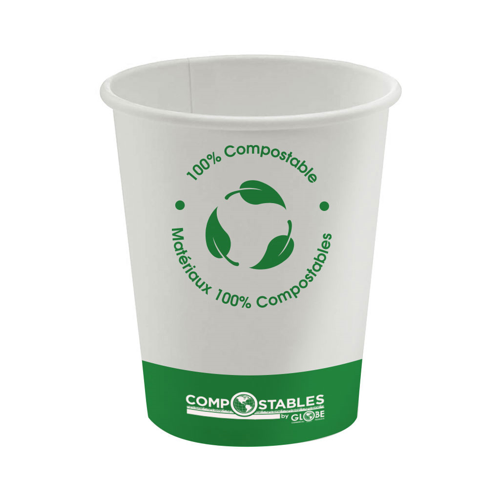 Hot/Cold Compostable Paper Cups - 10oz / White (50 cups Per Pack)