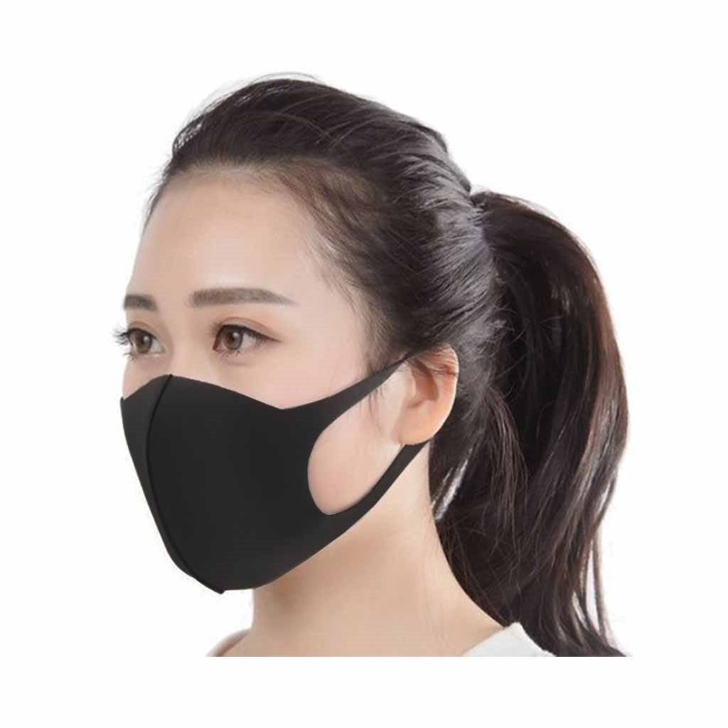 Reusable Face Mask Black Polyester/Spandex (Pack of 10)