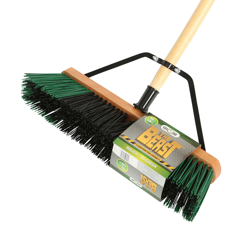 18" Assembled Wood Block Contractor push broom-Rough-High Fibers