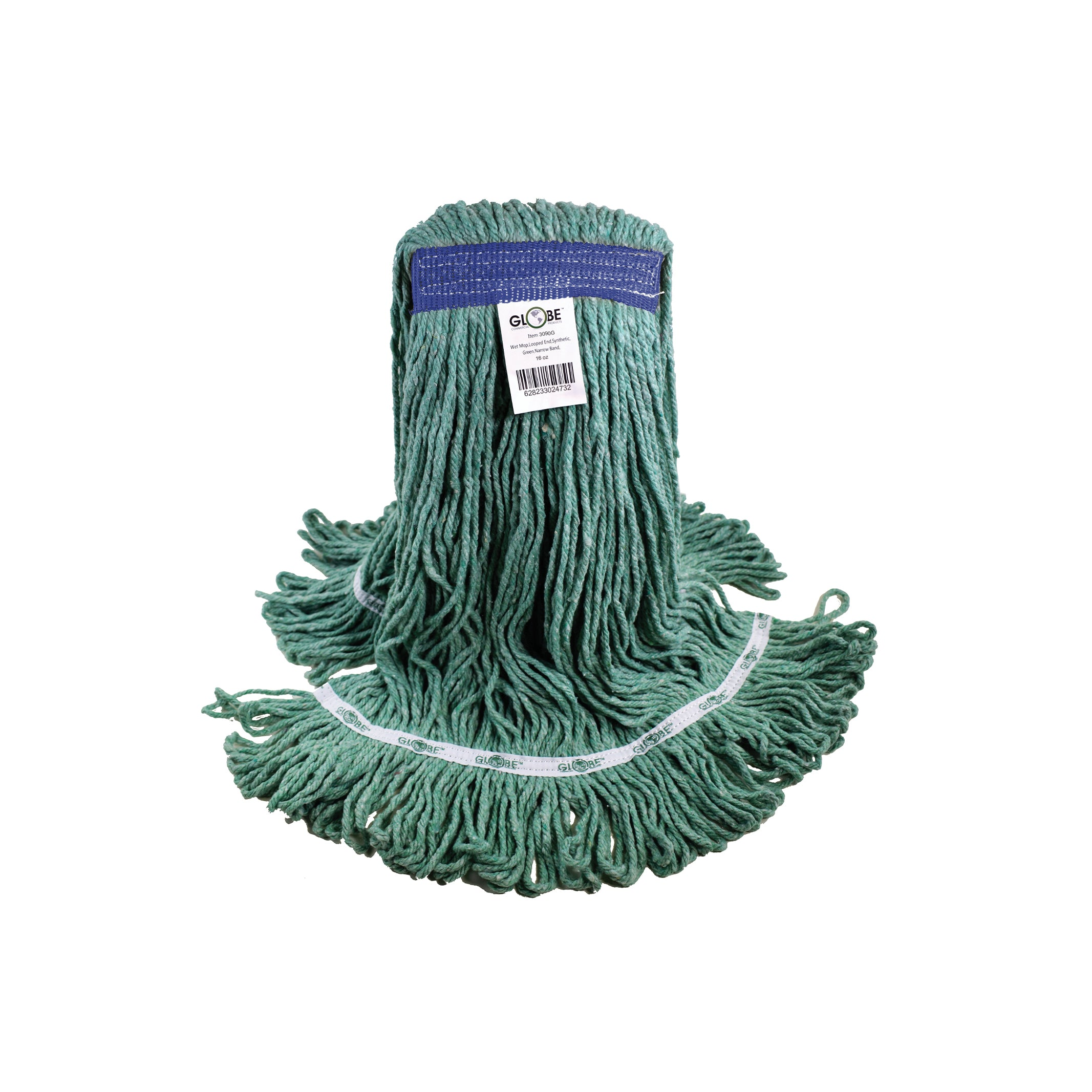 Syn-Pro® Synthetic Looped End Wet Mop Narrow Band Green 16oz Bagged