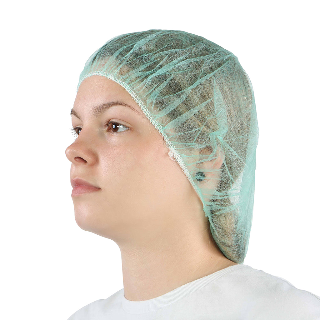 Bouffant Cap/Hairnet Green Poly 24" (Pack of 100)