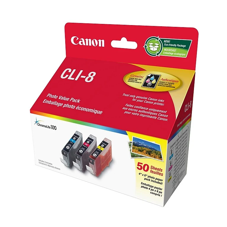 CLI-8 Colour Combo w/ 4x6 50 Sheet Pack SKU 0621B014