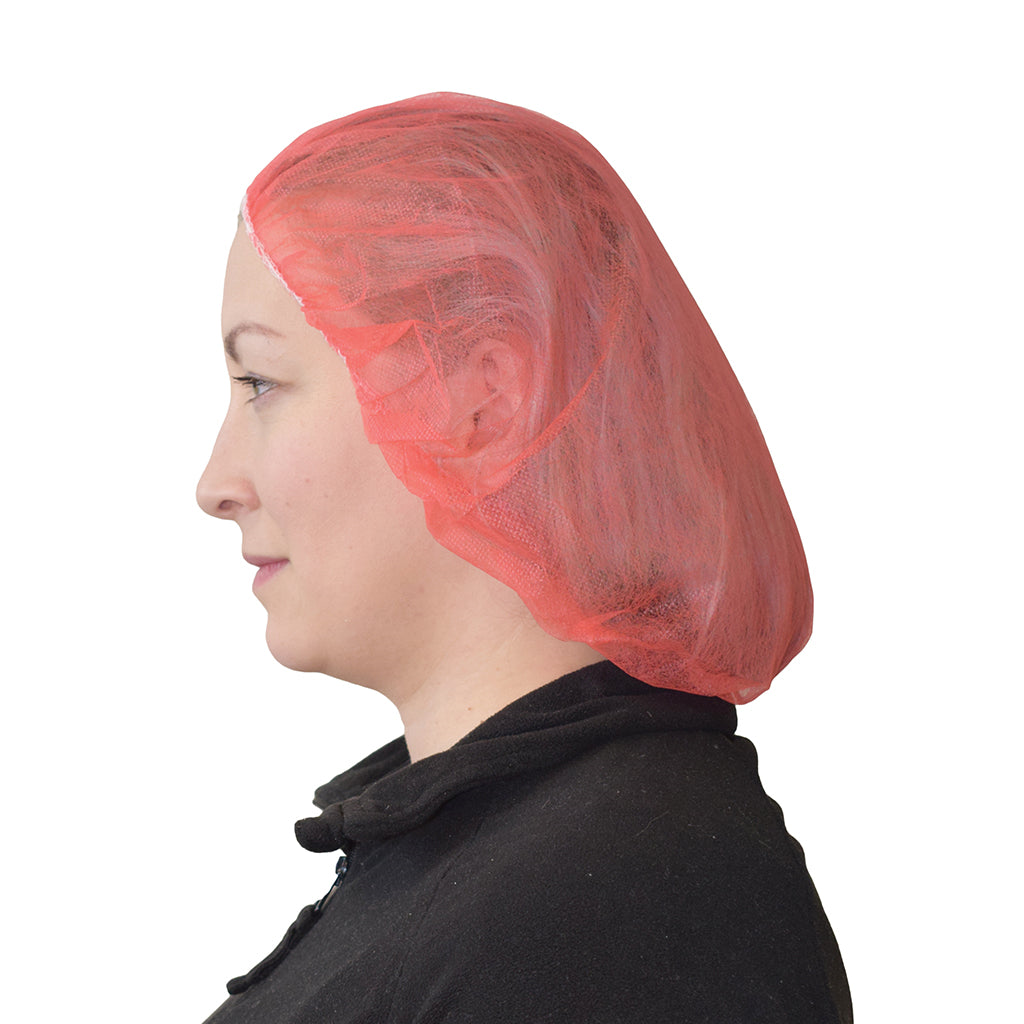 Bouffant Cap/Hairnet Red Poly 24" (Pack of 100)