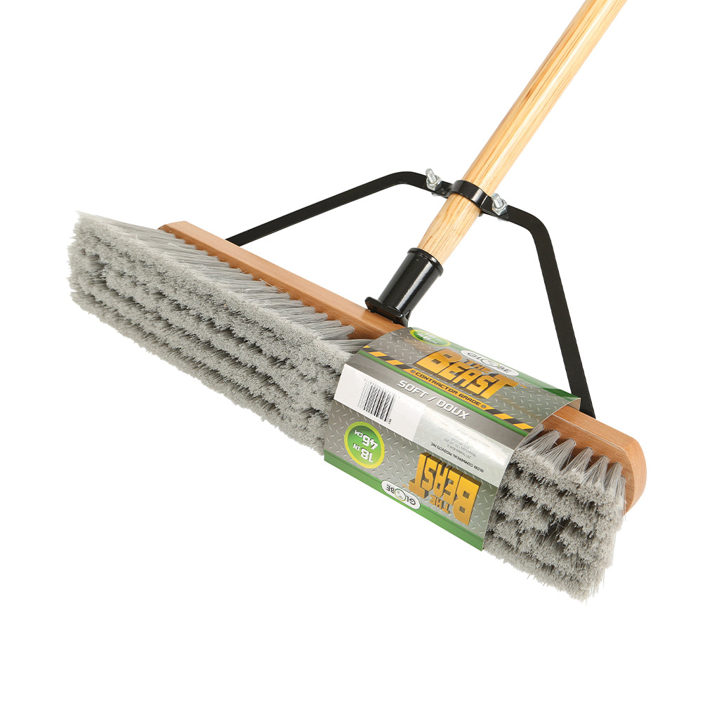 18" Assembled Wood Block Contractor push broom-Soft