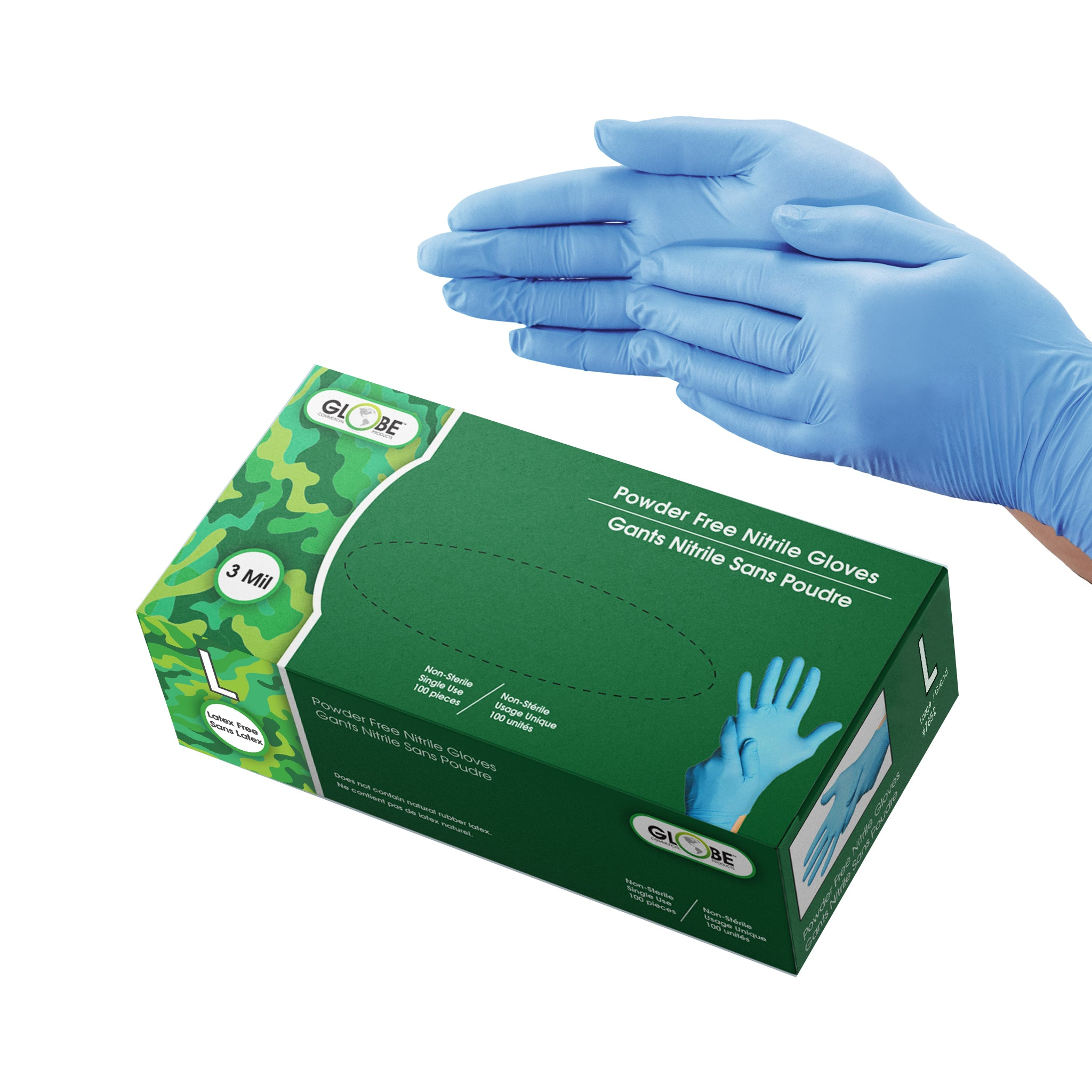 Nitrile Gloves Powder Free 3mil Sky Blue - Large ( box of 100)