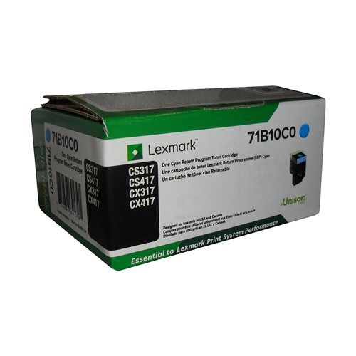 Lexmark CS/CX317, 417, 517 Cyan Return Programme 2.3K Toner Cartridge Part no.: 71B10C0