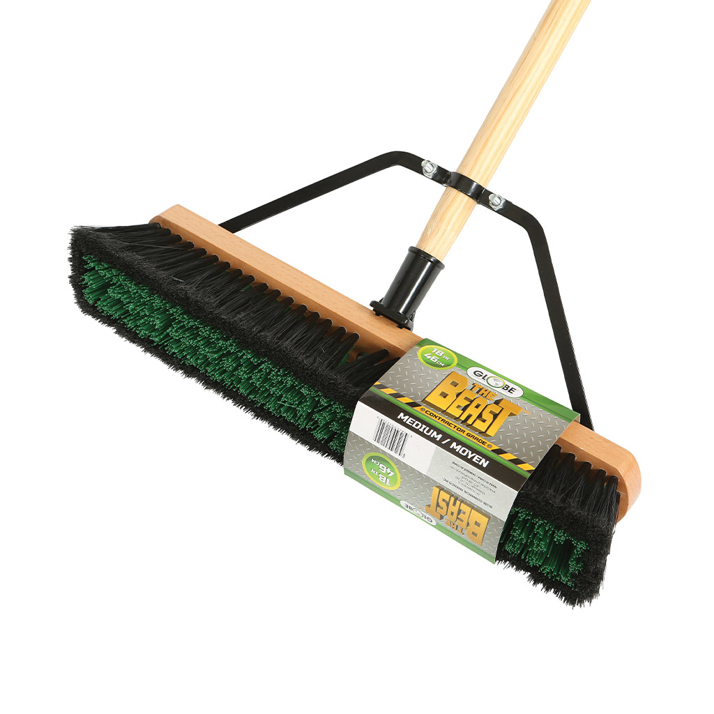 18" Assembled Wood Block  Contractor push broom-Medium fibers