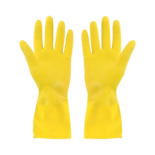 Rubber Gloves Flocklined? Yellow Small Extended Cuff - (12 pairs)