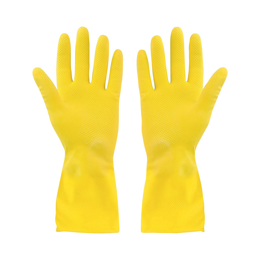Rubber Gloves Flocklined? Yellow Small Extended Cuff - (12 pairs)