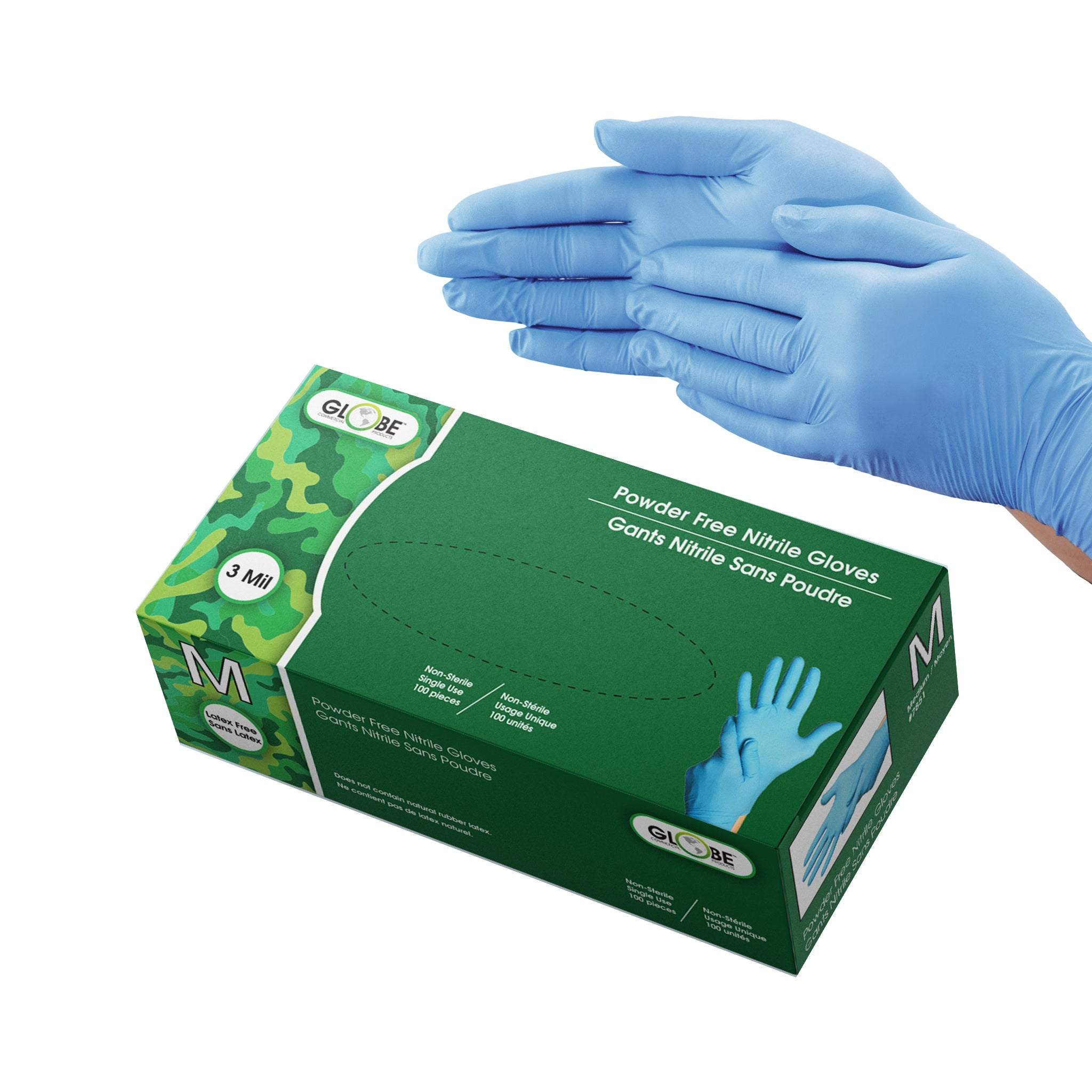 Nitrile Gloves Powder Free 3mil Sky Blue - Medium (Box of 100)