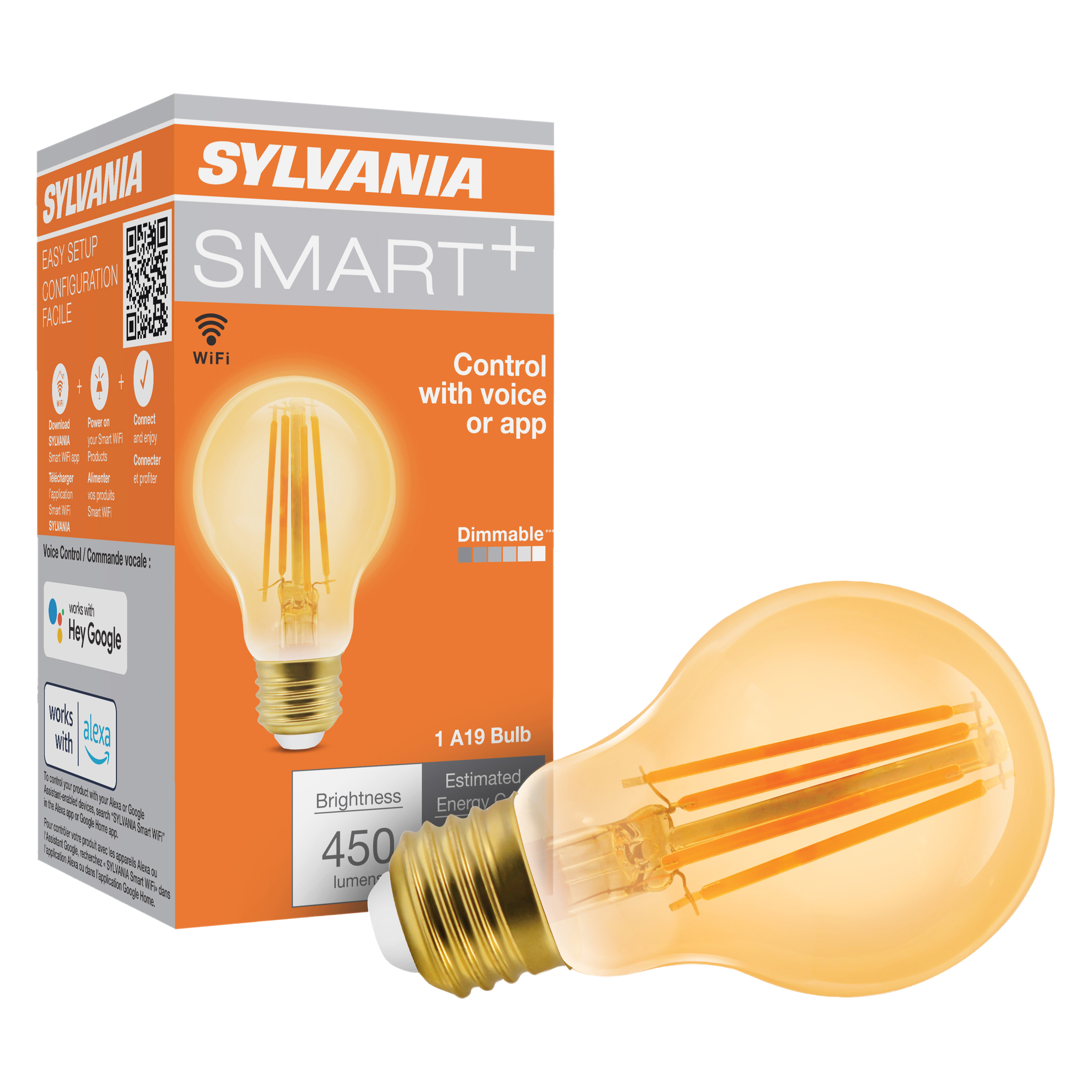 SMART+ WiFi Filament Amber:  A19 Amber White (2000K)