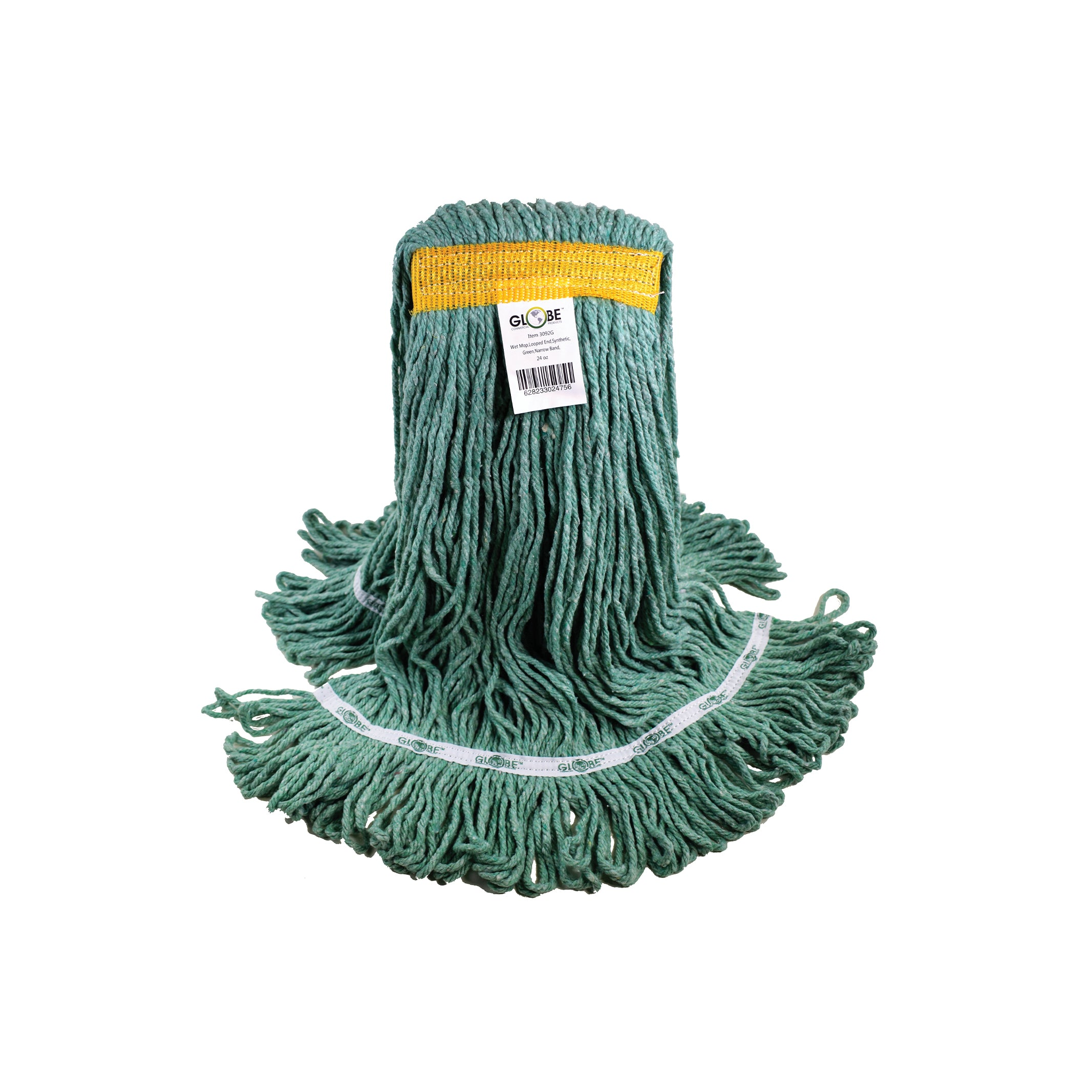 Syn-Pro® Synthetic Looped End Wet Mop Narrow Band Green 24oz Bagged