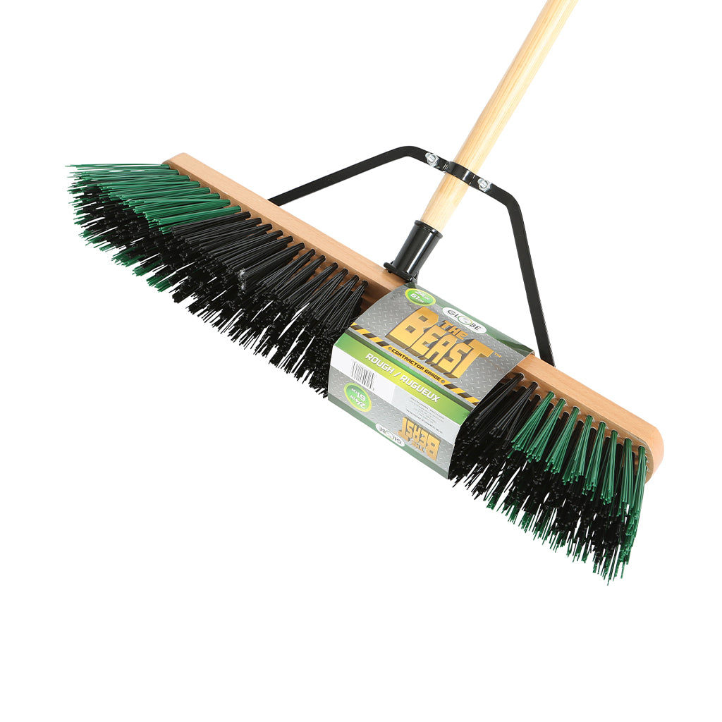 24" Assembled Wood Block Contractor push broom-Rough - High Fibers