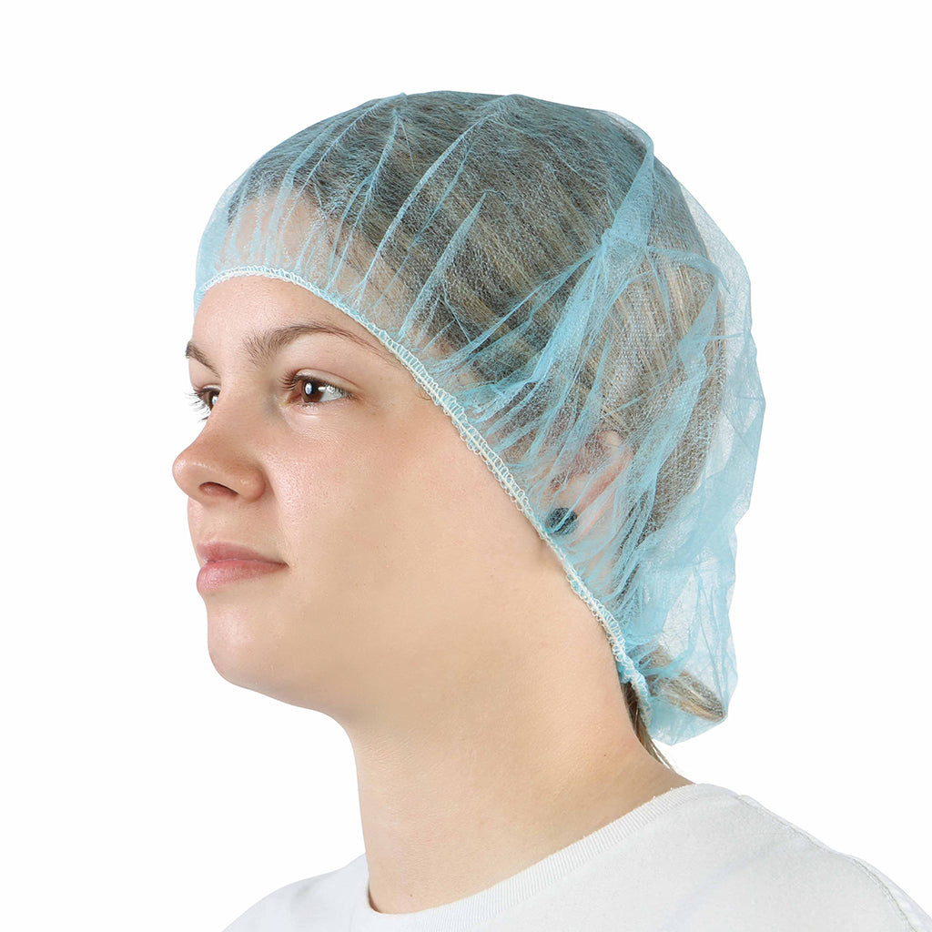 Bouffant Cap/Hairnet Blue Poly 24" (Pack of 100)