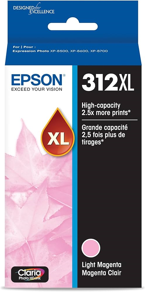 T312XL620 Epson 312XL Claria XL High Capacity Light Magenta Original Ink Cartridge