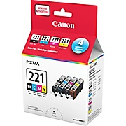 CLI221 Black, Cyan, Magenta & Yellow 4 Color Ink Pack SKU 2946B017